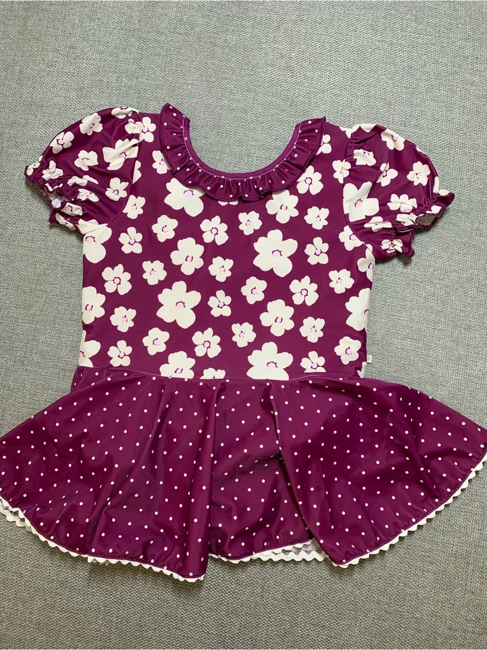 Girls Floral & Polka Dot Purple Leotard